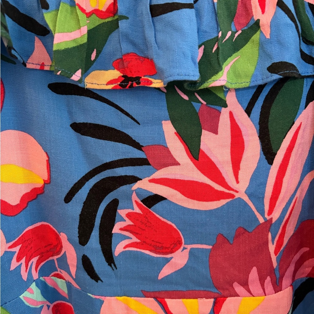 Sugarlips Blue Floral Maxi Dress with Ruffle - Picture 3 of 4
